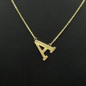 Gold Vermeil 925 Sterling Silver Sideways Initial Letter A Pendant Necklace 18"